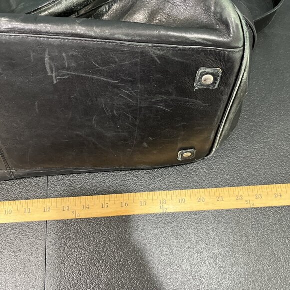 Cole Haan Black Leather Weekender Bag Duffle Bag Travel Luggage Carry On Gym 21" - Picture 10 of 11